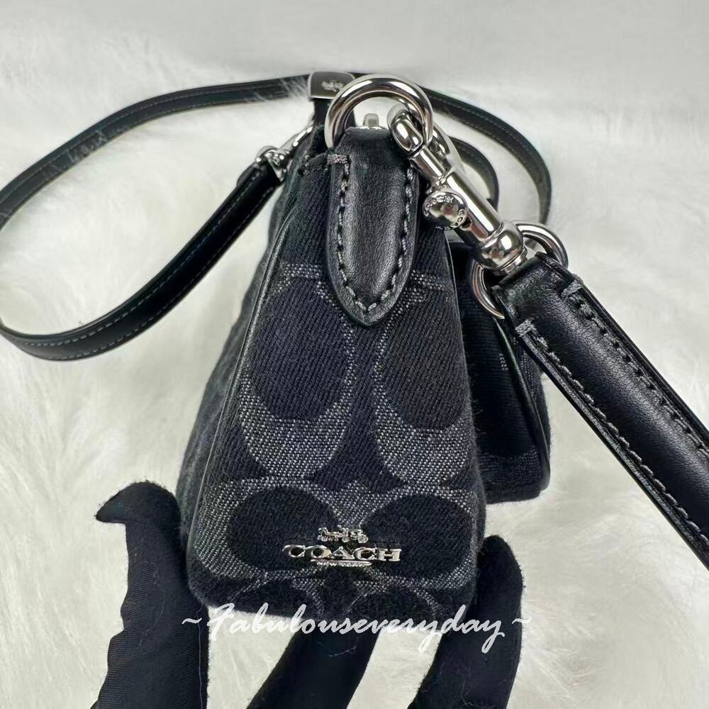 Coach Ashton Mini Shoulder Bag Crossbody Signature Denim/Silver/Black CCZ49 NWT - Picture 3 of 9